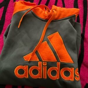 Adidas Orange and Gray Logo Hoodie